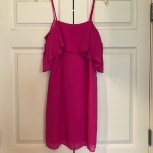 Pink Ruffle off the shoulder dress